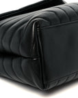 Calfskin Y Quilted Monogram Monochrome Medium Loulou Chain Satchel Black