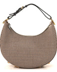Wool Vitello Grace Small Houndstooth Small FNDIgraphy Hobo Bag Beige Ebano