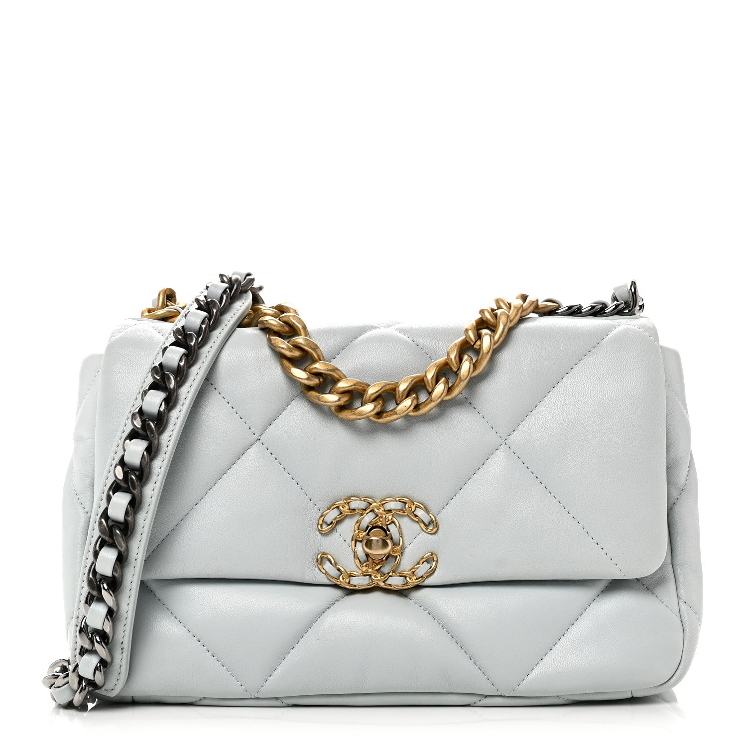 Lambskin Quilted Medium CHNL 19 Flap Light Blue