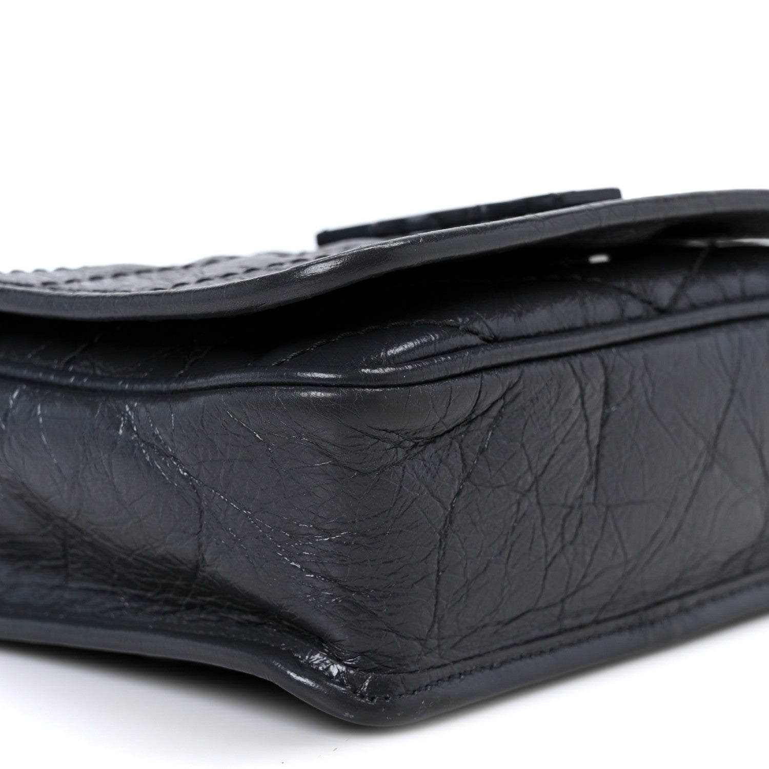 Crinkled Calfskin Matelasse Monogram Niki Chain Wallet Dark Smog