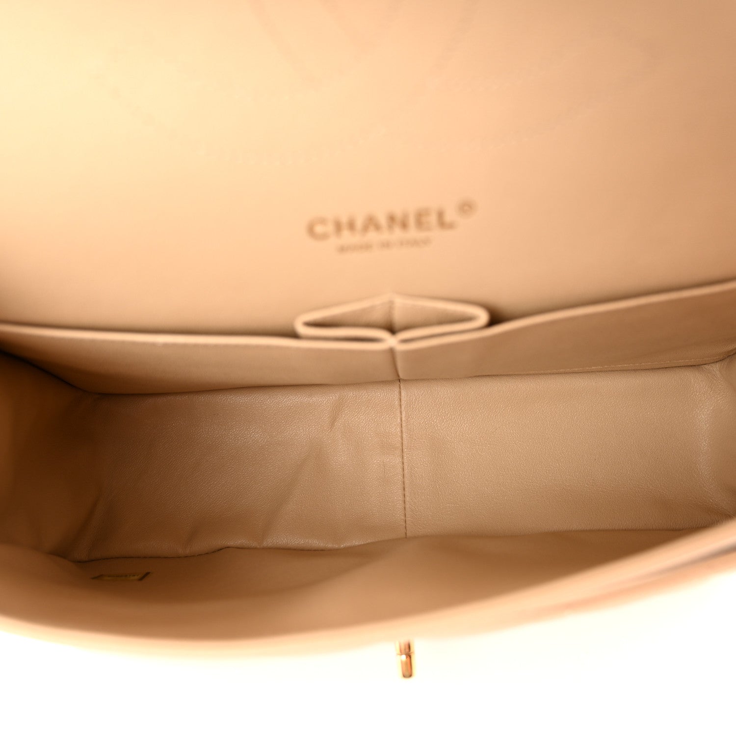 Caviar Quilted Jumbo Double Flap Light Beige