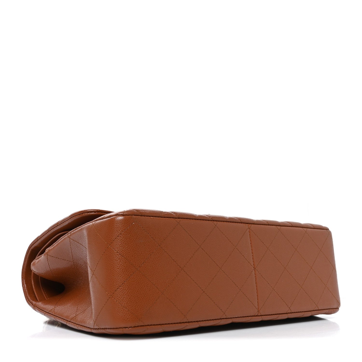Caviar Quilted Jumbo Double Flap Light Brown