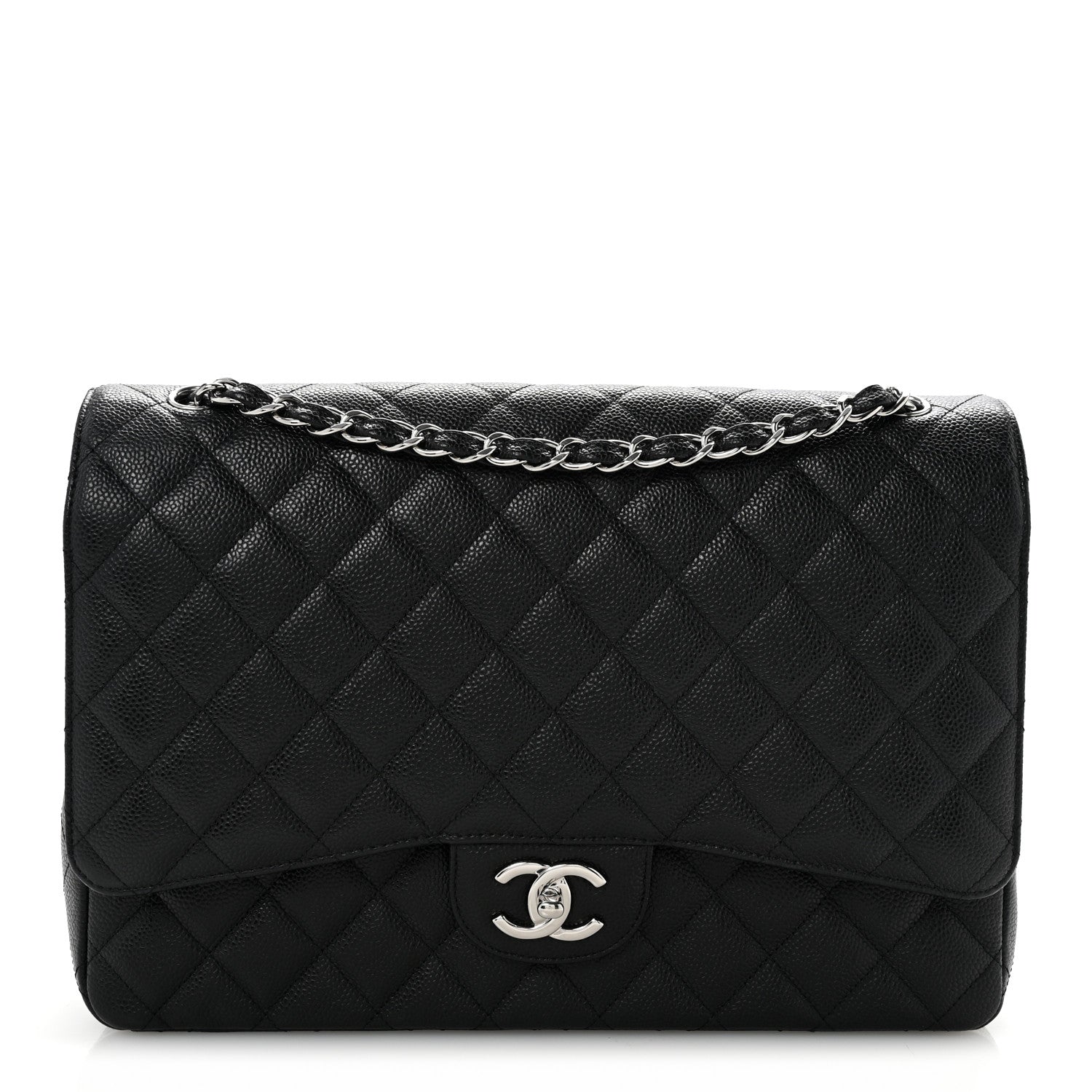 Caviar Quilted Maxi Double Flap Black