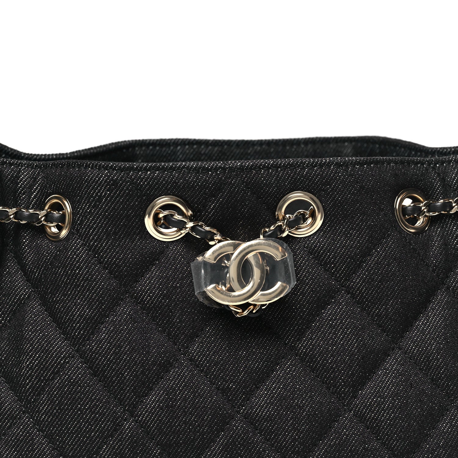Denim Quilted Mini CHNL 25 Handbag Dark Blue