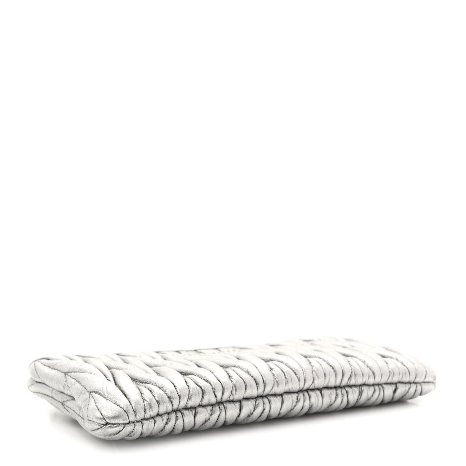 Metallic Nappa Matelasse Quilted Zip Wallet Silver