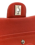 Caviar Quilted Medium Double Flap Red