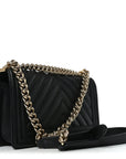 Lambskin Chevron Quilted Medium Boy Flap Black