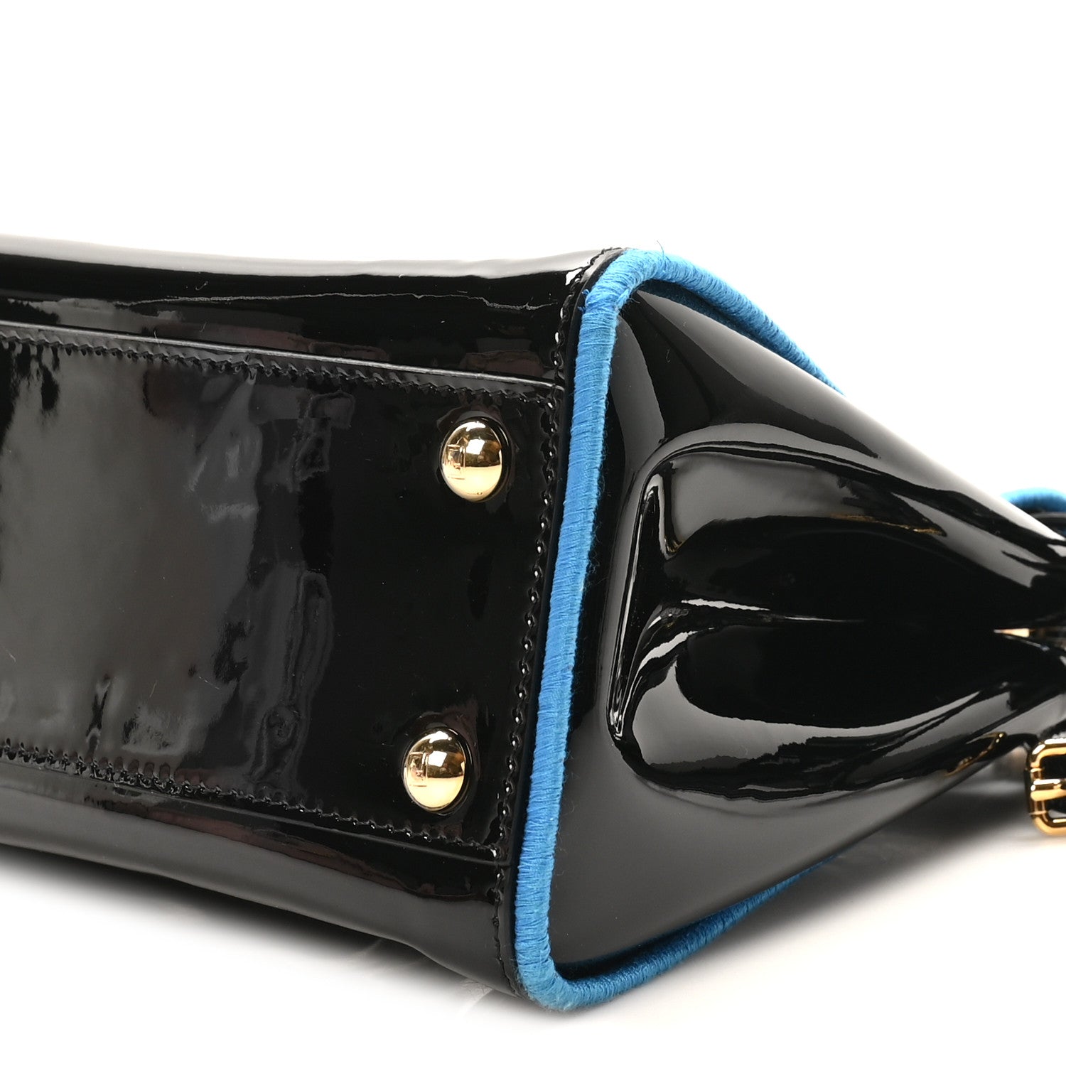 Patent Mini Plexi Handle Peekaboo Iconic Satchel Black Blue