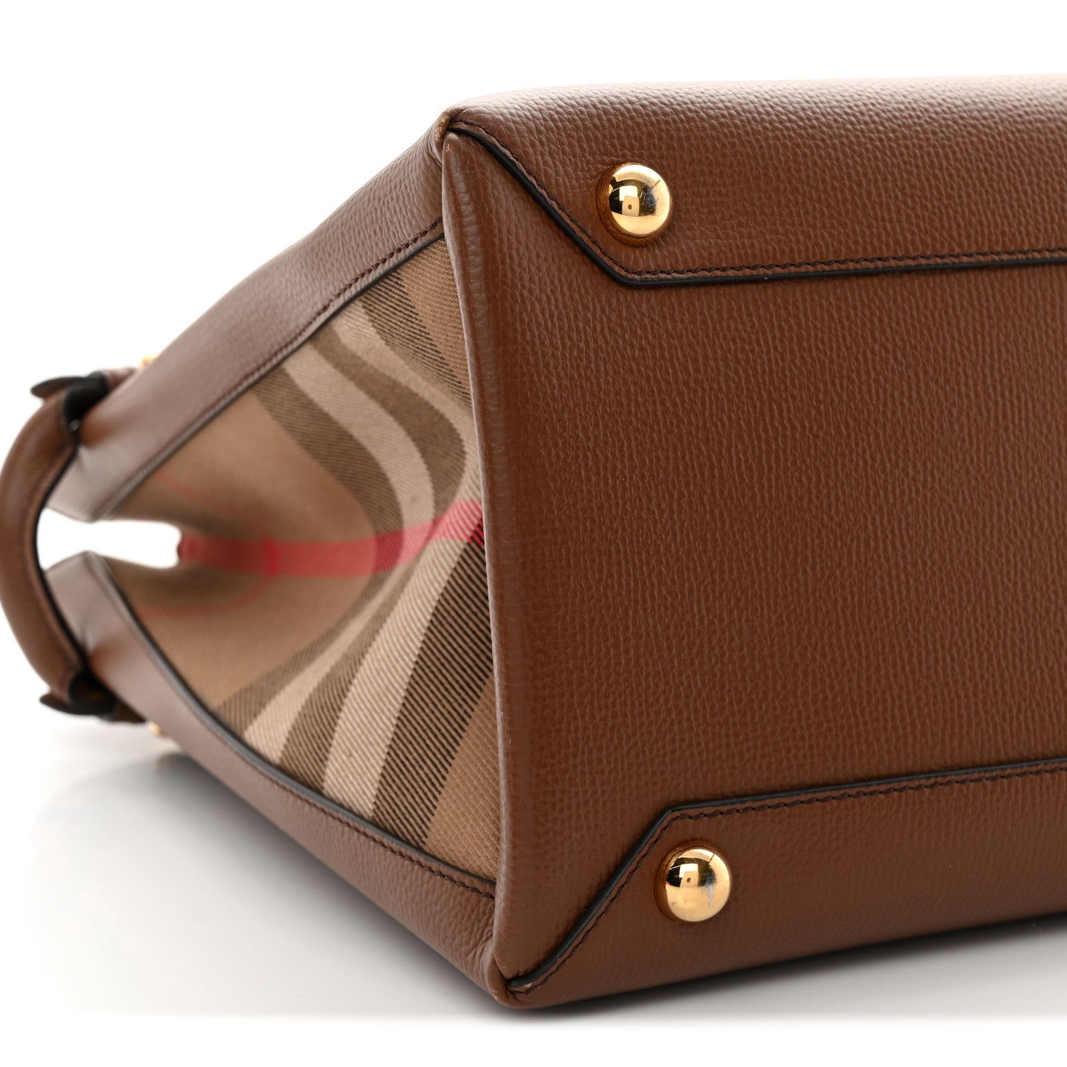 Grainy Calfskin House Check Medium Banner Tote Tan