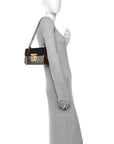 GG Supreme Monogram Calfskin Small Padlock Shoulder Bag Beige Black Cuir