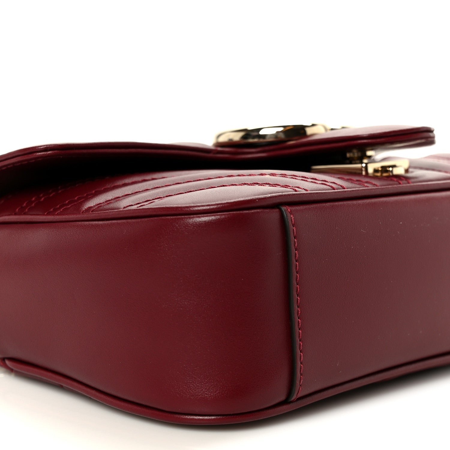 Calfskin Matelasse Mini GG Marmont Shoulder Bag Rosso Ancora