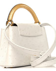 Iridescent Ostrich Capucines Mini White Gold