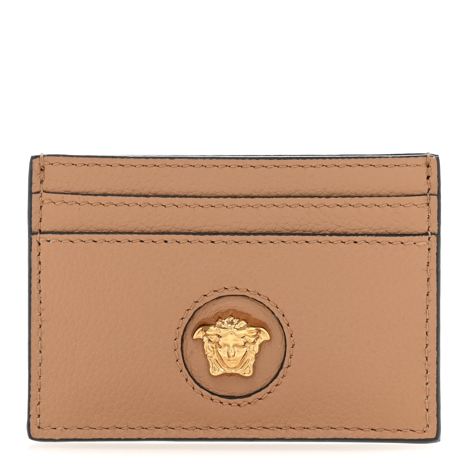 Calfskin Medusa Card Holder Brown
