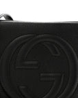 Pebbled Calfskin Small Soho Disco Bag Black