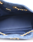 Washed Denim Quilted Mini CHNL 25 Handbag Blue