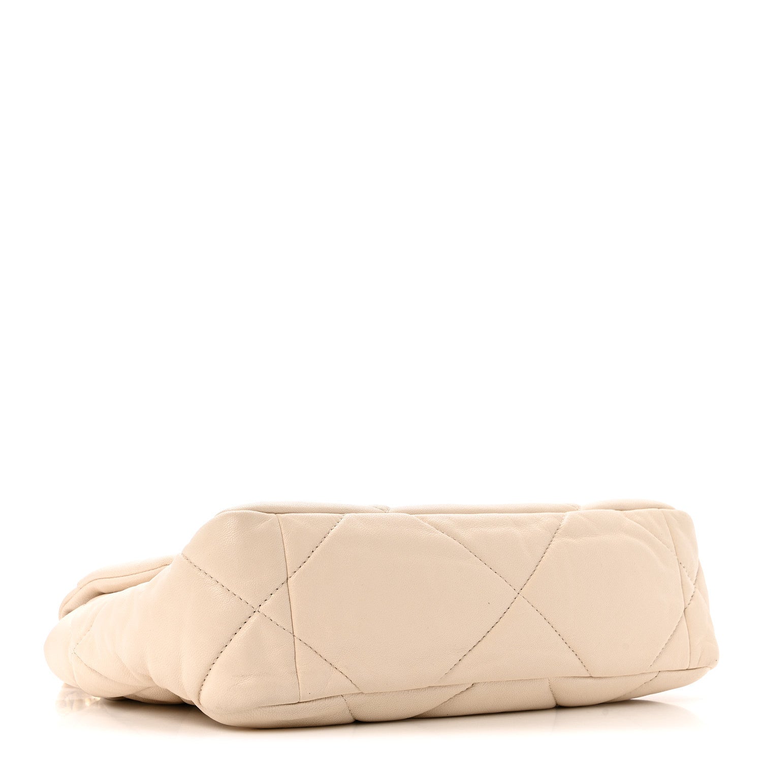 Goatskin Quilted Medium CHNL 19 Flap Light Beige