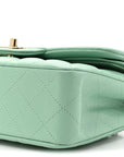 Caviar Quilted Small Double Flap Light Green