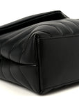 Calfskin Y Quilted Monogram Small Loulou Chain Satchel Black