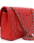 Caviar Quilted Medium Double Flap Red