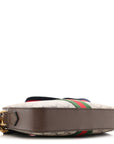 GG Supreme Monogram Textured Dollar Calfskin Web Ophidia Wristlet Shoulder Bag Beige Ebony New Acero