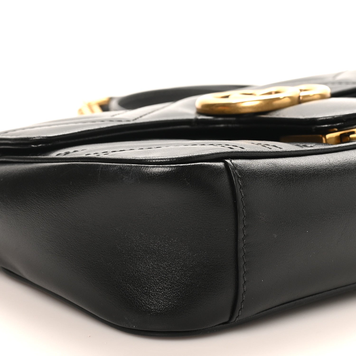 Calfskin Matelasse Mini GG Marmont Shoulder Bag Black