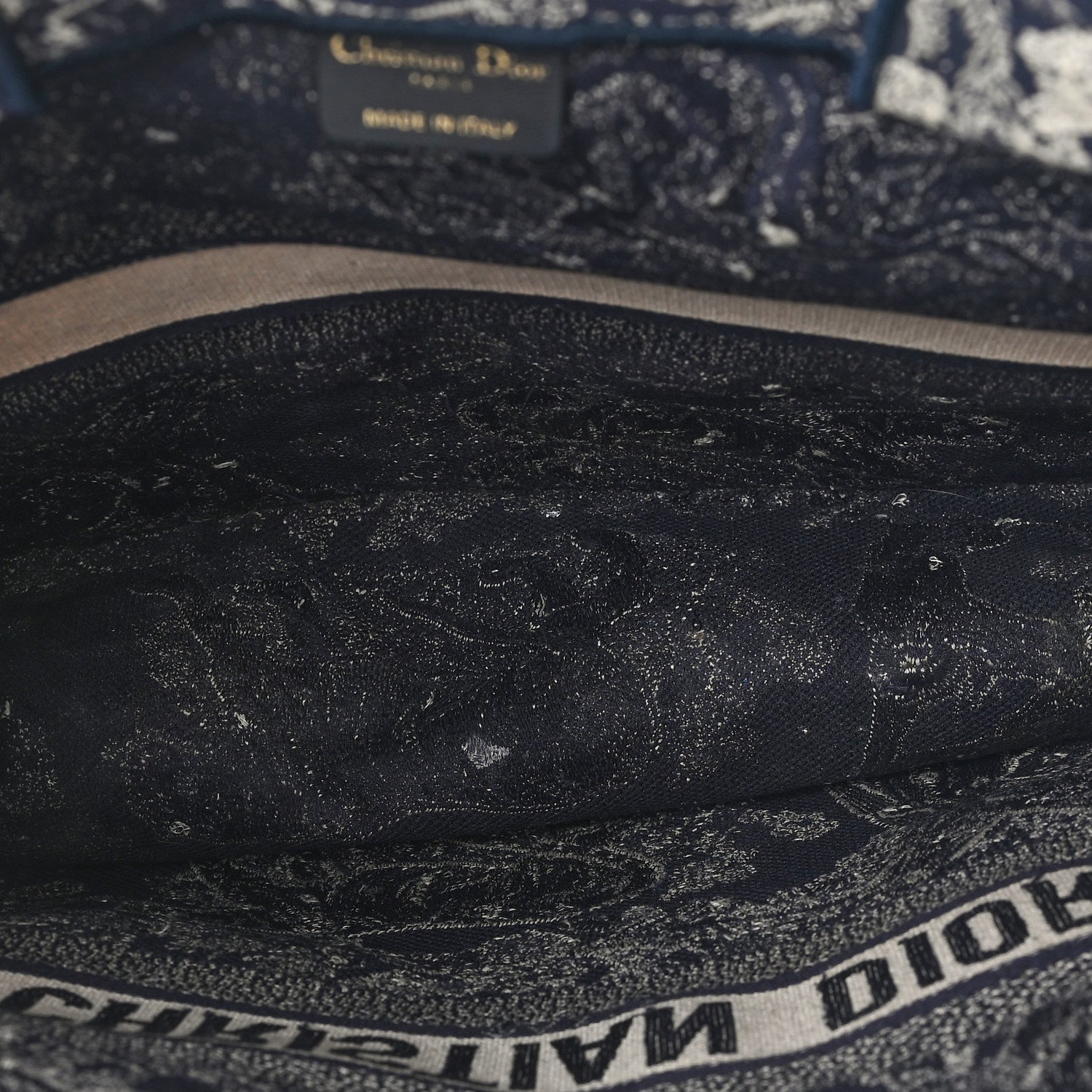 Canvas Embroidered Large D1ORiviera Toile De Jouy Reverse Book Tote Blue