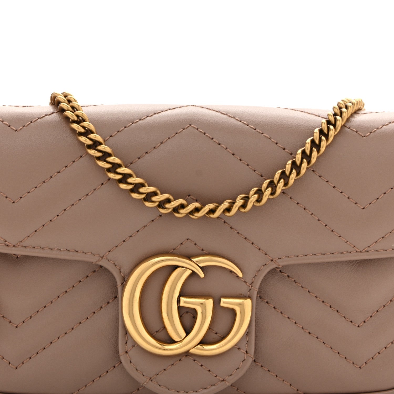 Calfskin Matelasse Super Mini GG Marmont Shoulder Bag Porcelain Rose