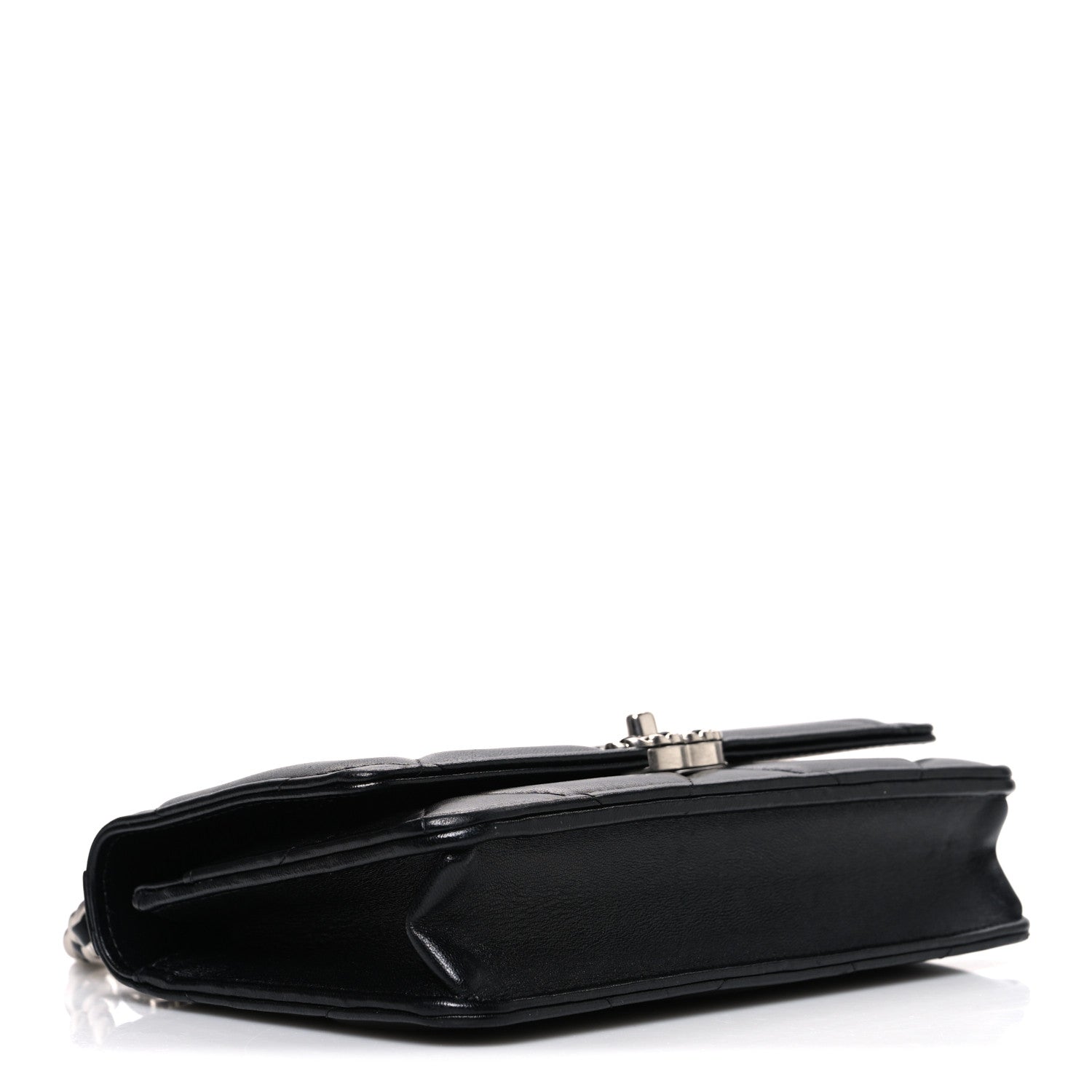 Lambskin Quilted CHNL 19 Wallet On Chain WOC Black