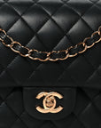 Lambskin Quilted Medium Double Flap Black