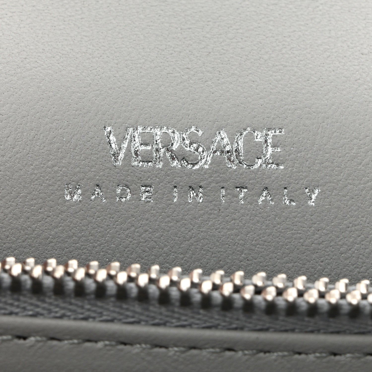 Metallic Crocodile Embossed Calfskin Greca Goddess Wallet On Chain Silver