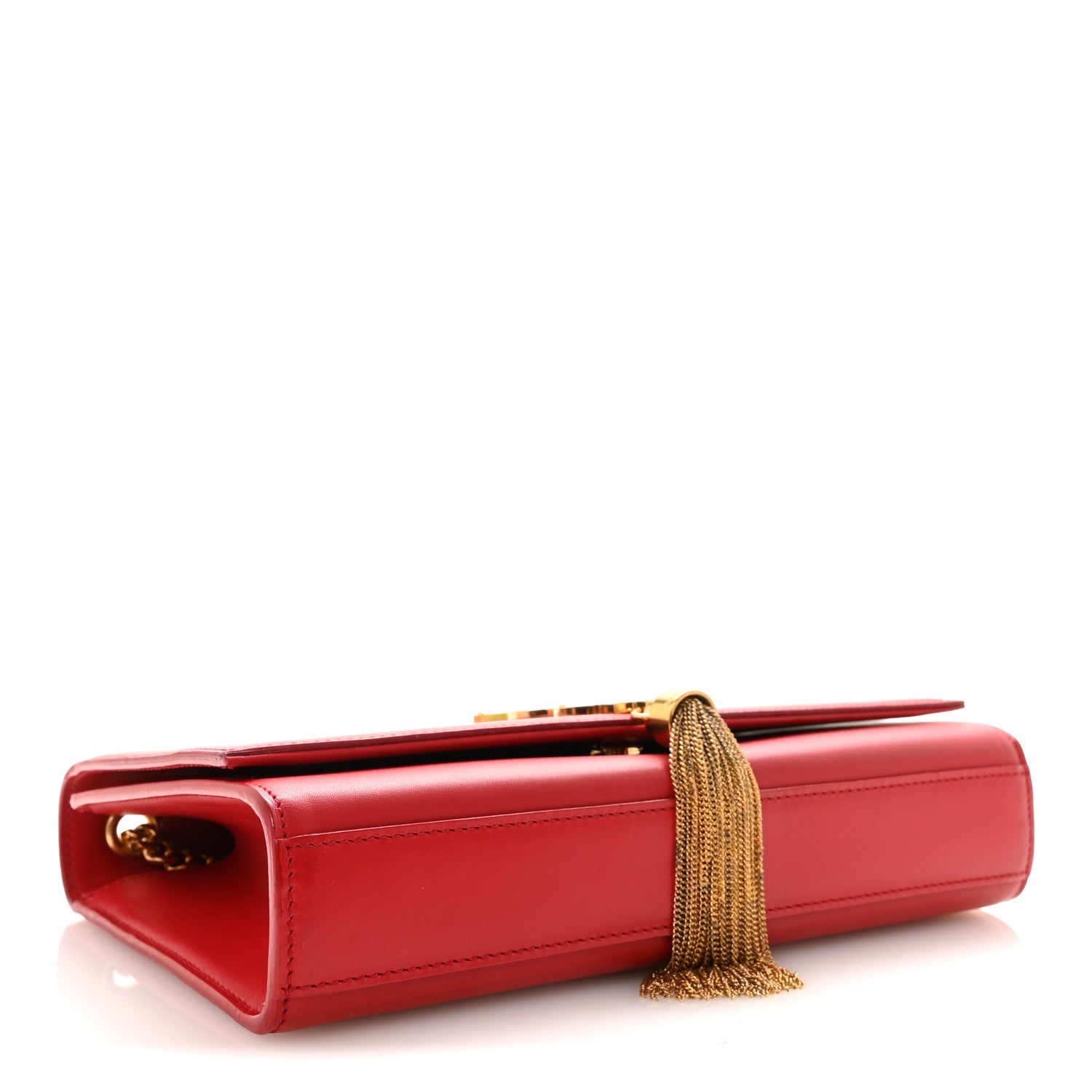 Smooth Calfskin Medium Classic Monogram Kate Tassel Satchel Lipstick Red