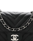 Caviar Chevron Quilted Mini Rectangular Flap Black