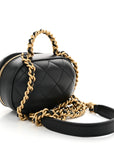 Lambskin Quilted CC Bubble Vanity Case With Chain Black