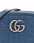 Calfskin Matelasse Aria Small GG Marmont Chain Shoulder Bag Clear Blue