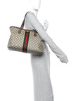 GG Supreme Monogram Medium Ophidia Shopping Tote Brown