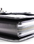 Metallic Lambskin Like A Wallet Flap Silvery Black