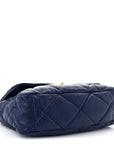 Goatskin Quilted Maxi CHNL 19 Flap Dark Blue