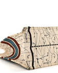 Canvas Embroidered Large Zodiac Book Tote Latte Multicolor