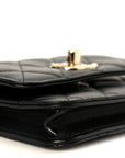 Lambskin Quilted Trendy CC Card Holder On Chain Black