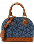 Denim Calfskin Reverse Monogram Malletage Alma BB Blue