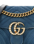 Denim Matelasse Mini Pearly GG Marmont Shoulder Bag Blue