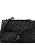 Soft Calfskin Matelasse Monochrome Medium GG Marmont Shoulder Bag Black