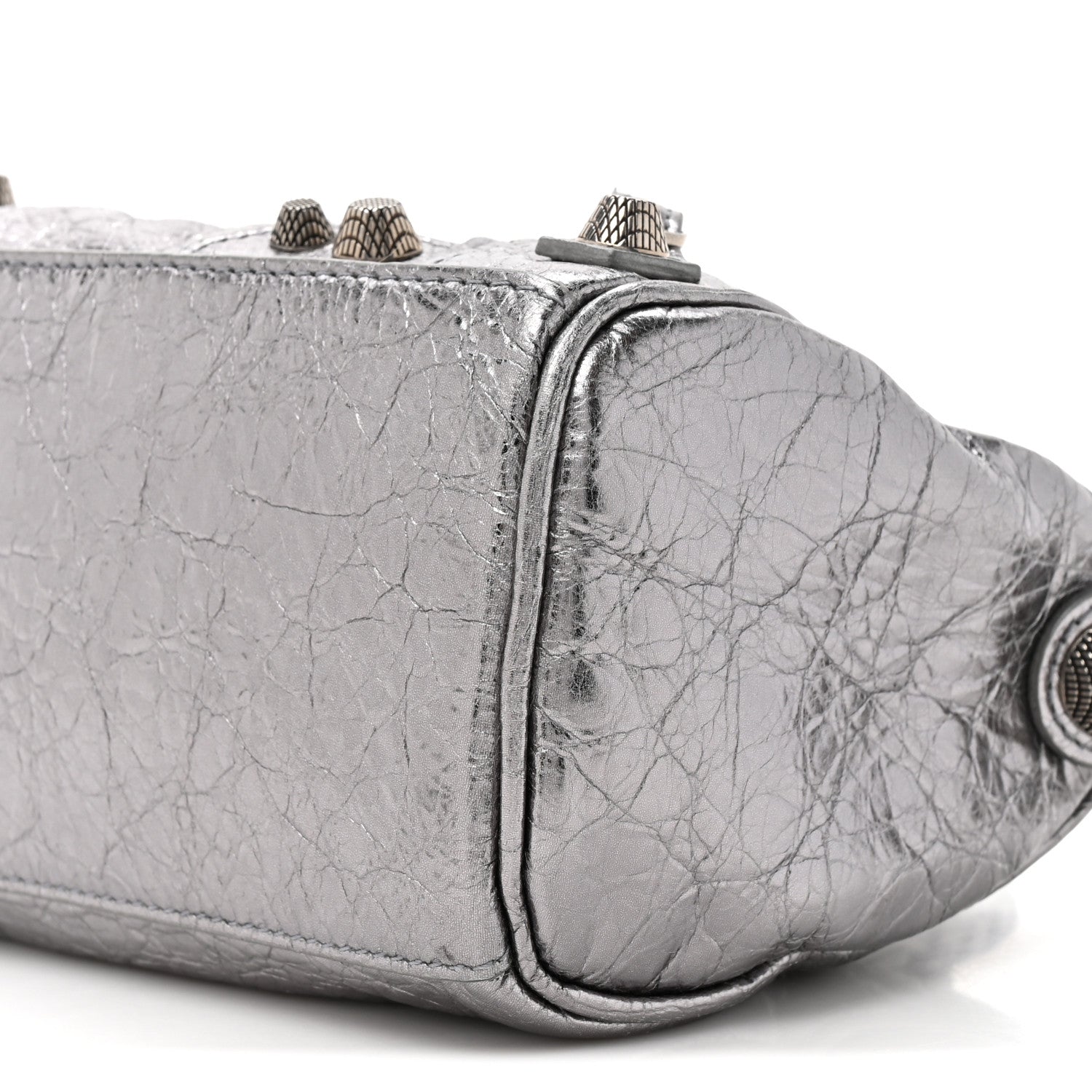 Metallic Agneau Arena Mini Le Cagole Duffle Crossbody Bag Silver