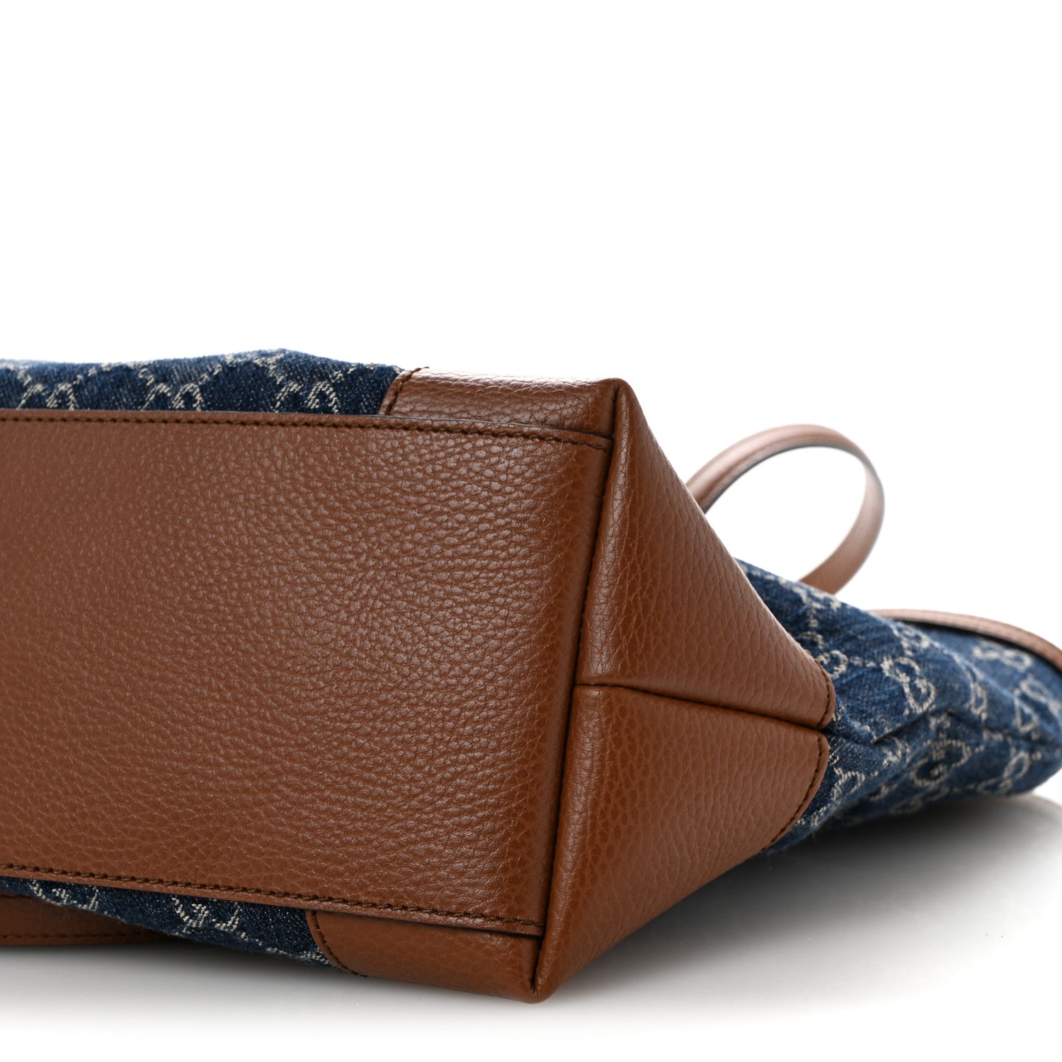 New Denim GG Monogram Medium Ophidia Shopping Tote Blue Tea Cuir