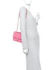 Caviar Quilted Medium Double Flap Pink