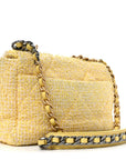 Tweed Quilted Medium CHNL 19 Flap Yellow Pink