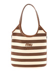 Canvas Calfskin Striped Ivy  Cacao Naturale