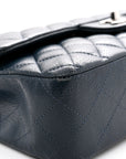 Caviar Quilted Medium Double Flap Navy
