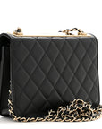 Lambskin Quilted Trendy CC Wallet On Chain WOC Black
