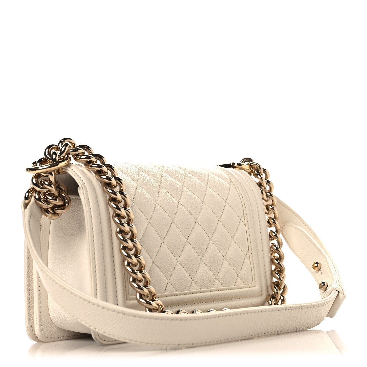 Caviar Quilted Small Boy Flap White